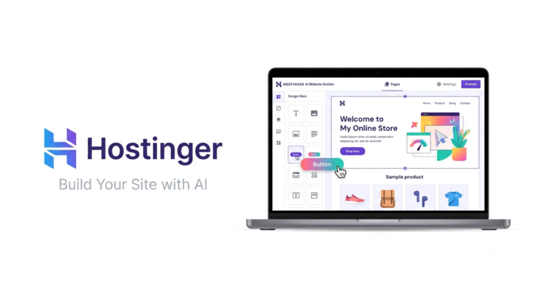 Hostinger website builder dashboard and smart grid editor interface