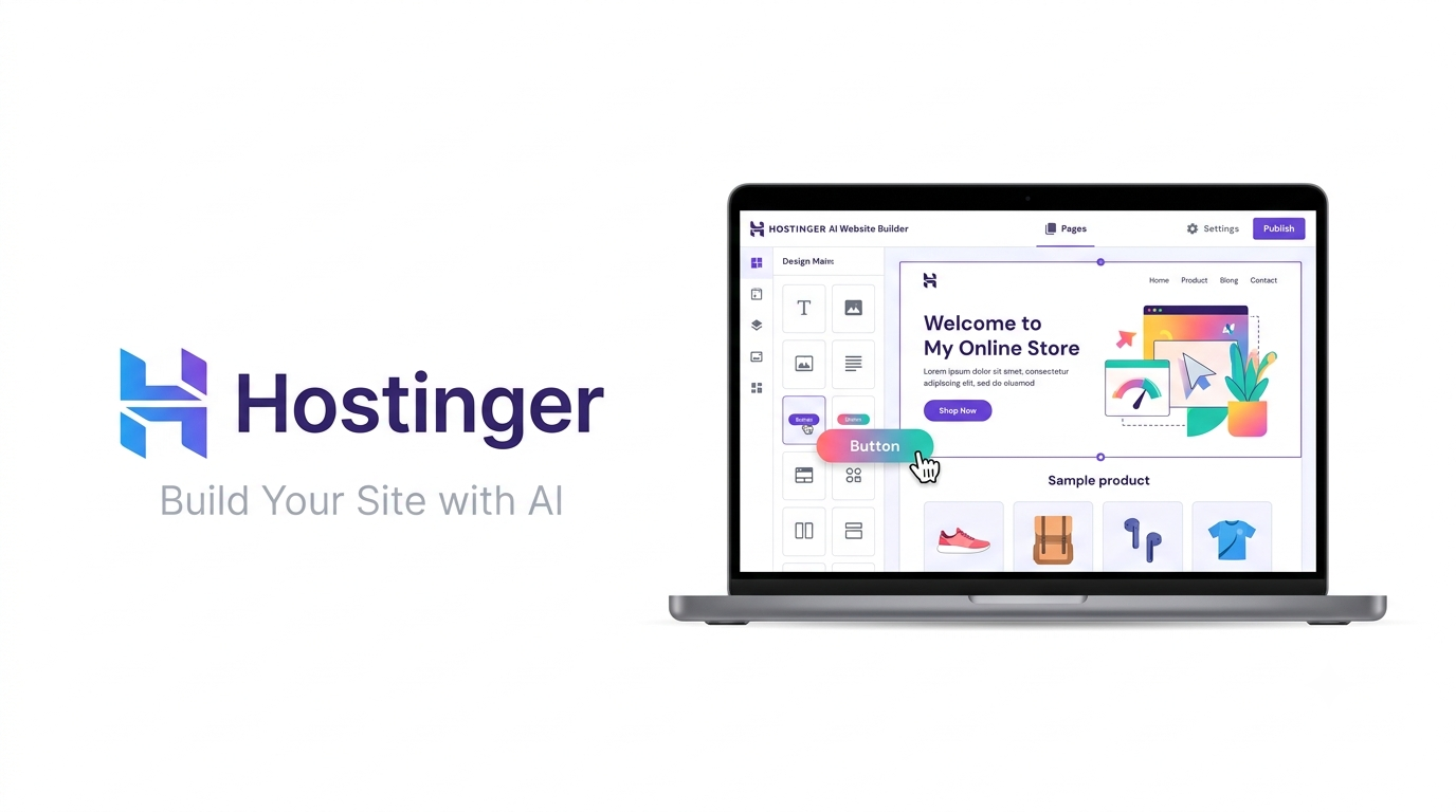 Hostinger website builder dashboard and smart grid editor interface
