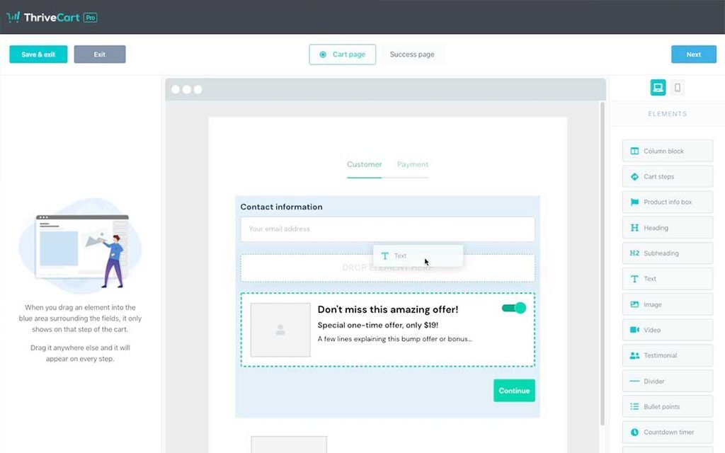 ThriveCart checkout builder interface