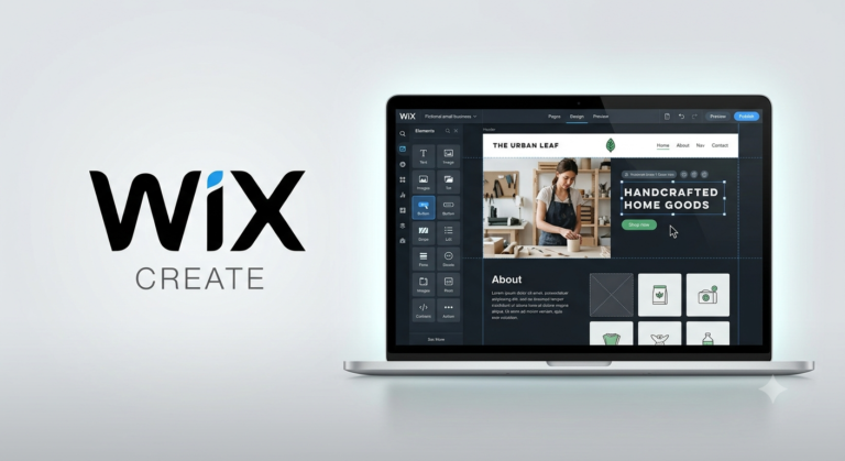 Wix website builder interface and drag-and-drop design dashboard