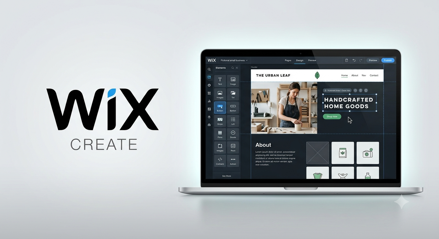 Wix website builder interface and drag-and-drop design dashboard