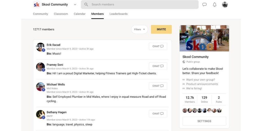Skool community feed interface