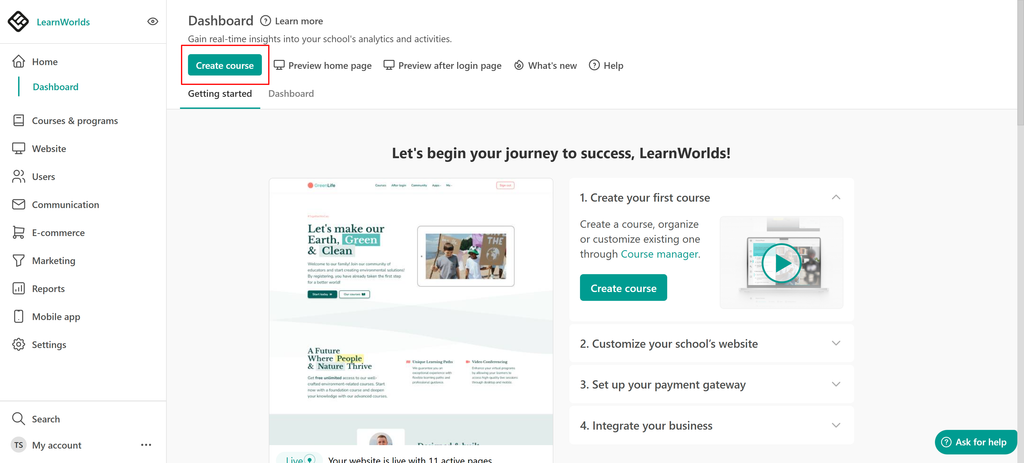 LearnWorlds AI course builder
